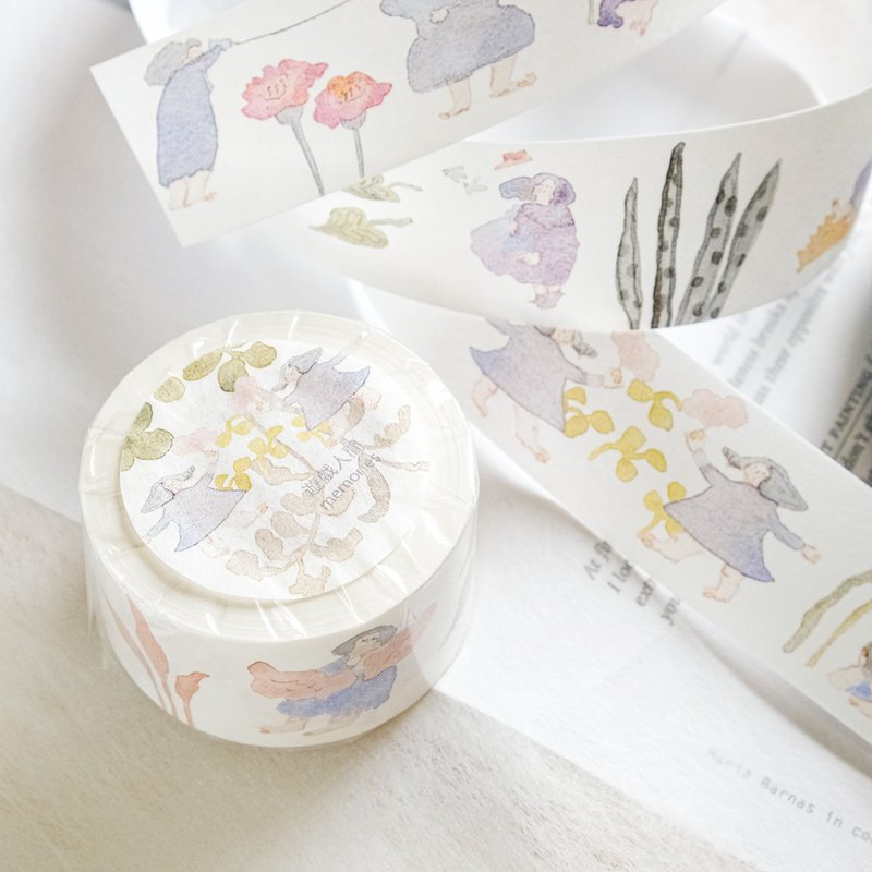 Washi Tape - Memories, Japanese Washi Tape, Cute Girls Illustration, BuJo - มาสกิ้งเทป - กระดาษ สึชมพู