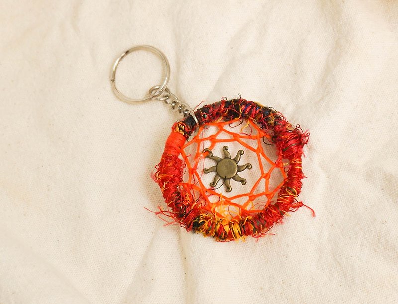 Handmade Sari Silk Key Ring |  Sunny - Keychains - Silk Red