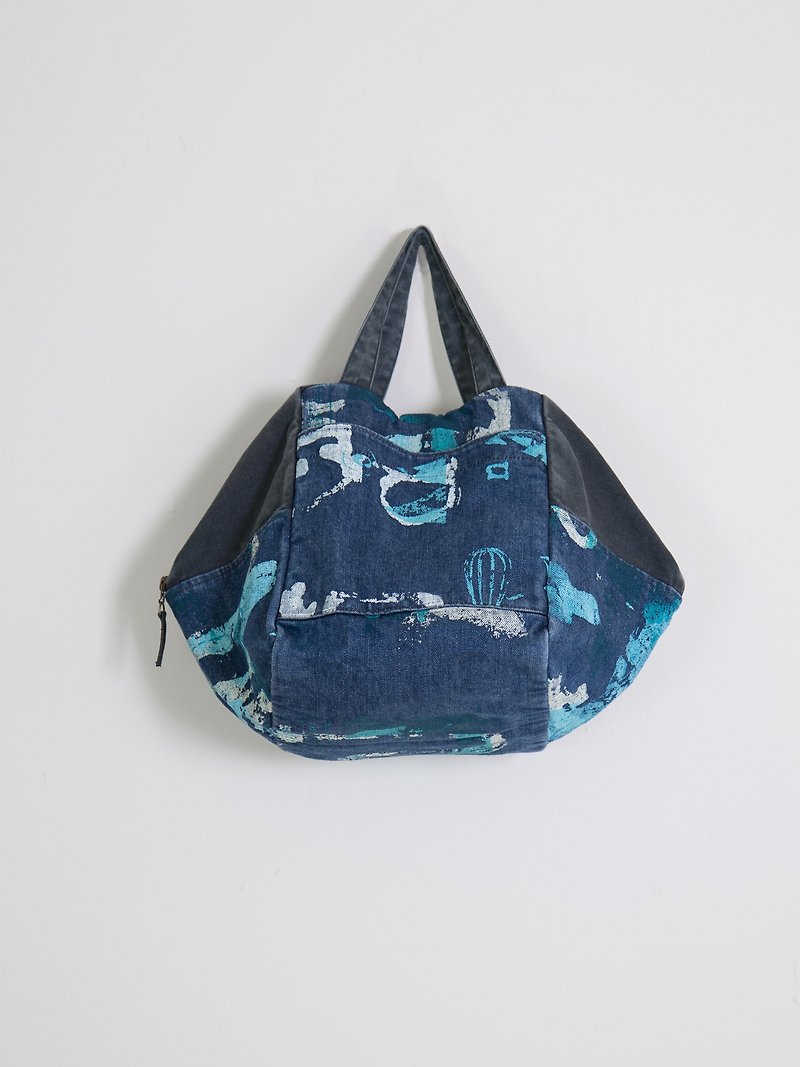 Portable backpack blue - Handbags & Totes - Cotton & Hemp Blue