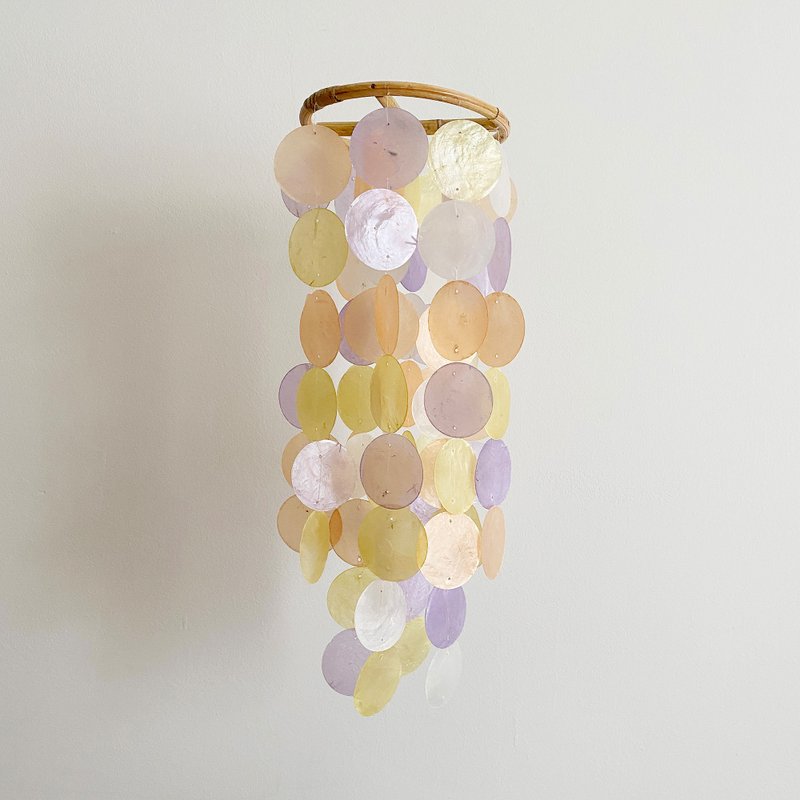 DIY-KIT| Lisbon Boutique(M)-Orange, Violet-Round|Shell Wind Chime Mobile|#0-365 - 其他 - 貝殼 橘色