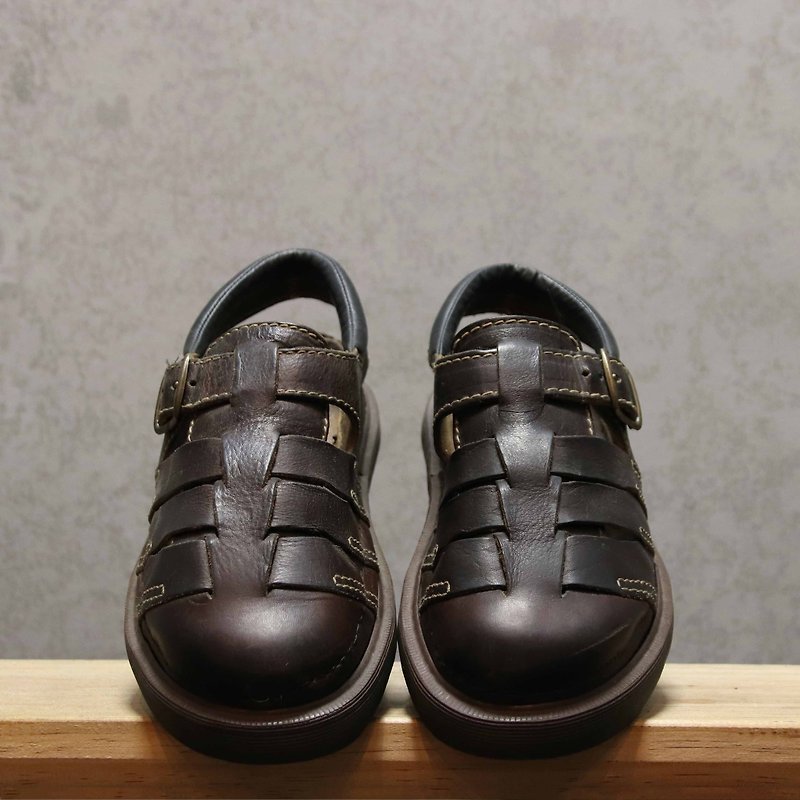 Tsubasa.Y Antique House Black 003 Martin Sandals, Dr.Martens England - รองเท้ารัดส้น - หนังแท้ 