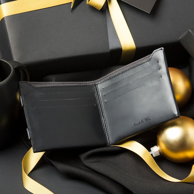 ORIBAGU聖誕節限定客製禮盒 皮夾 - 長短皮夾/錢包 - 真皮 黑色