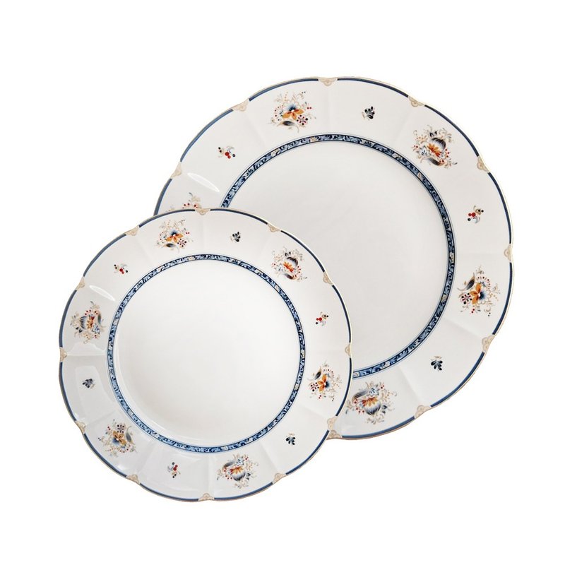 NARUMI Oriental Moon Bone China Large + Small Dinner Plate - แก้ว - เครื่องลายคราม ขาว