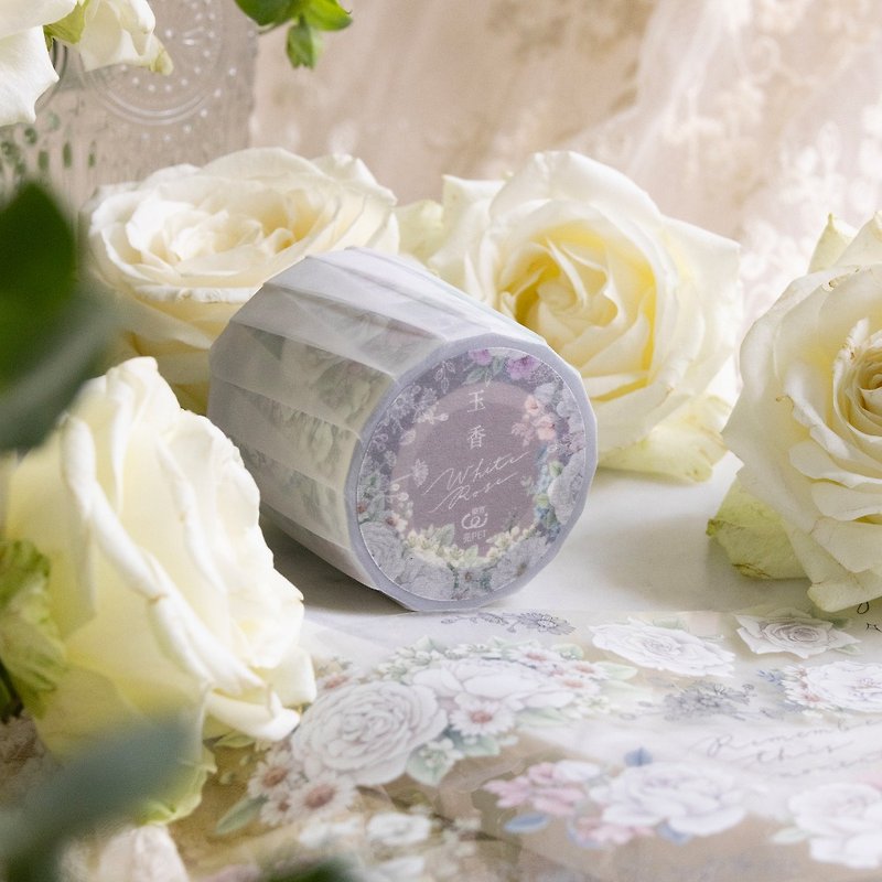 White Rose - 5cm Clear ( Glossy ) PET Masking Tape - Washi Tape - Plastic 