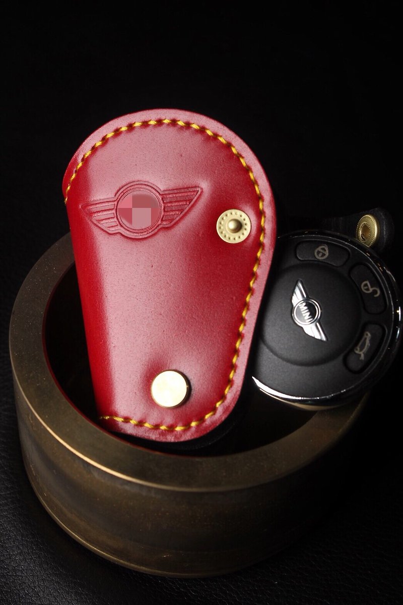 [Poseidon boutique handmade leather goods] [Customized version] Minicooper car key leather case - Keychains - Genuine Leather 
