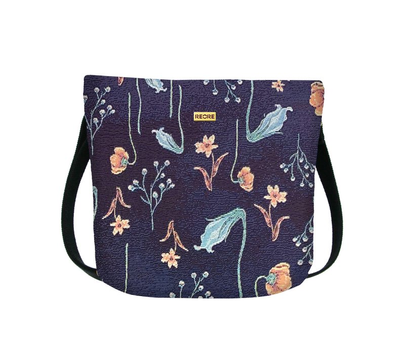 斜背包 防潑水 平織緹花 落花 安琪莉卡 - 側背包/斜背包 - 其他材質 藍色