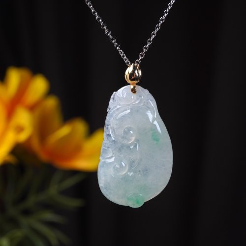 瓔珞珠寶盒 E.L.Jewelry Box 冰種飄陽綠翡翠如意項鍊 18K金墜頭 | 天然緬甸玉翡翠A貨 | 送禮
