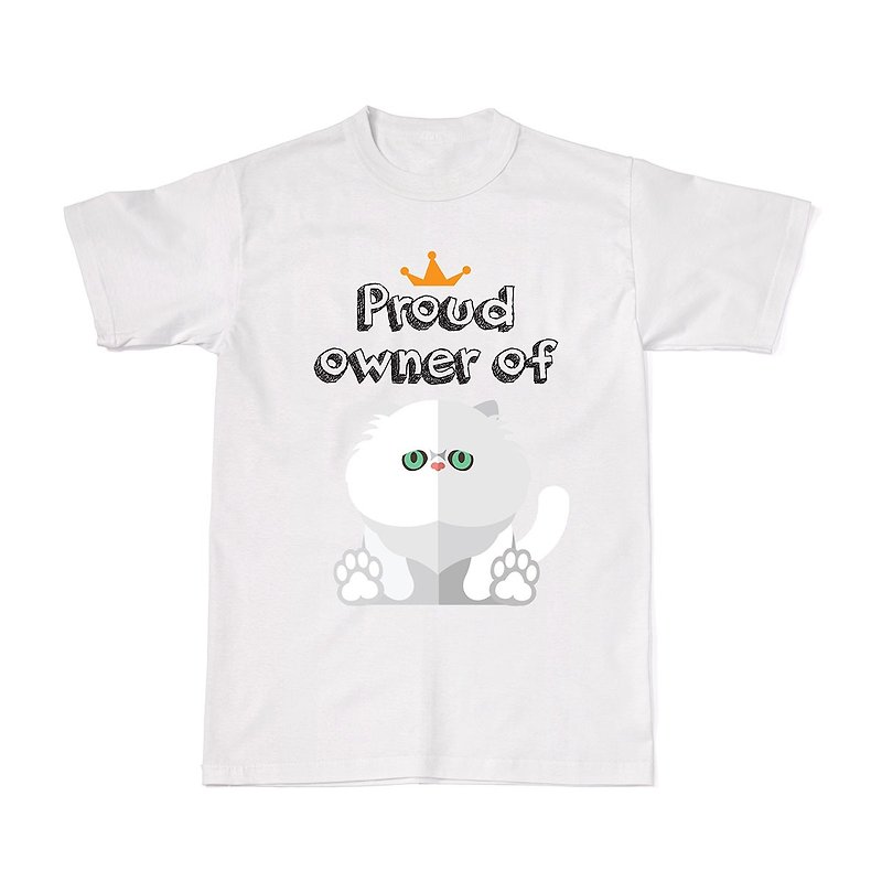 Proud Cat Owners Tees - Chincilla Cat - T 恤 - 棉．麻 白色