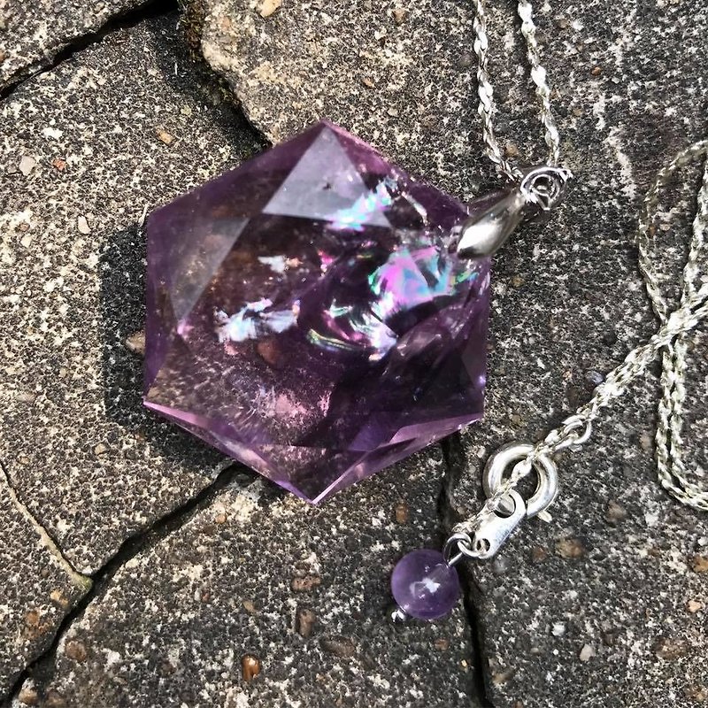 【Lost and find】Natural gemstone star shaped rainbow ametrine necklace - Necklaces - Gemstone Purple