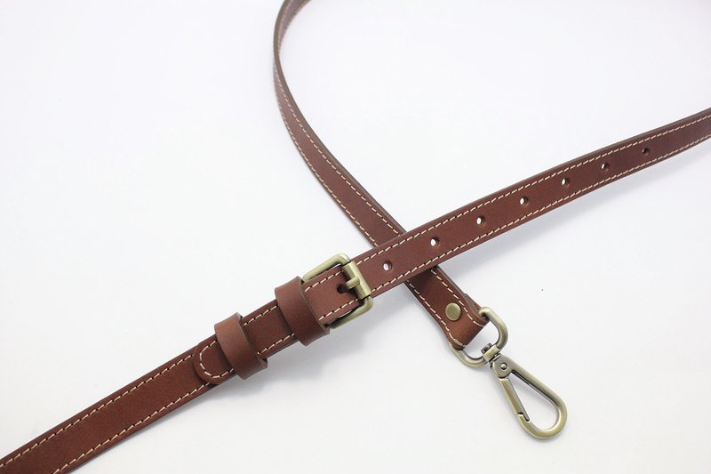 【Mini5】客製150cm/咖啡色長背帶 / 黑縫線側背帶(2 cm) - 甜點/烘焙/料理 - 真皮 多色