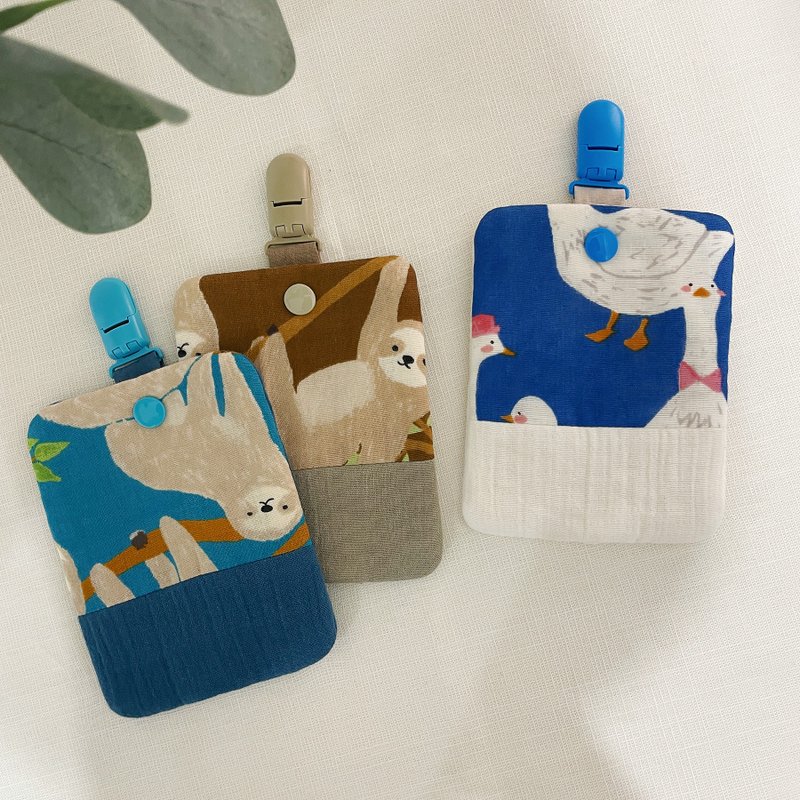 [Detachable Clip] Short Handkerchief Clip Animal Style, Kindergarten, Handmade - Bibs - Cotton & Hemp Blue