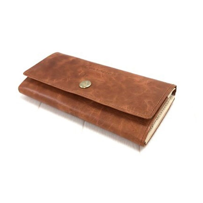  Leather wallet / flap / cowhide / long wallet  - Wallets - Genuine Leather Brown