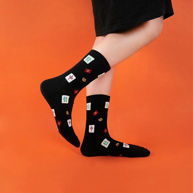 [Full of big hair] Full version of medium tube socks I Taiwan original design socks / Z0005 - ถุงเท้า - ผ้าฝ้าย/ผ้าลินิน สีดำ
