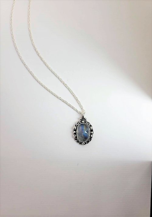 A.pearl 水晶純銀輕珠寶 超級月光石水晶/純銀項鍊/純銀輕珠寶