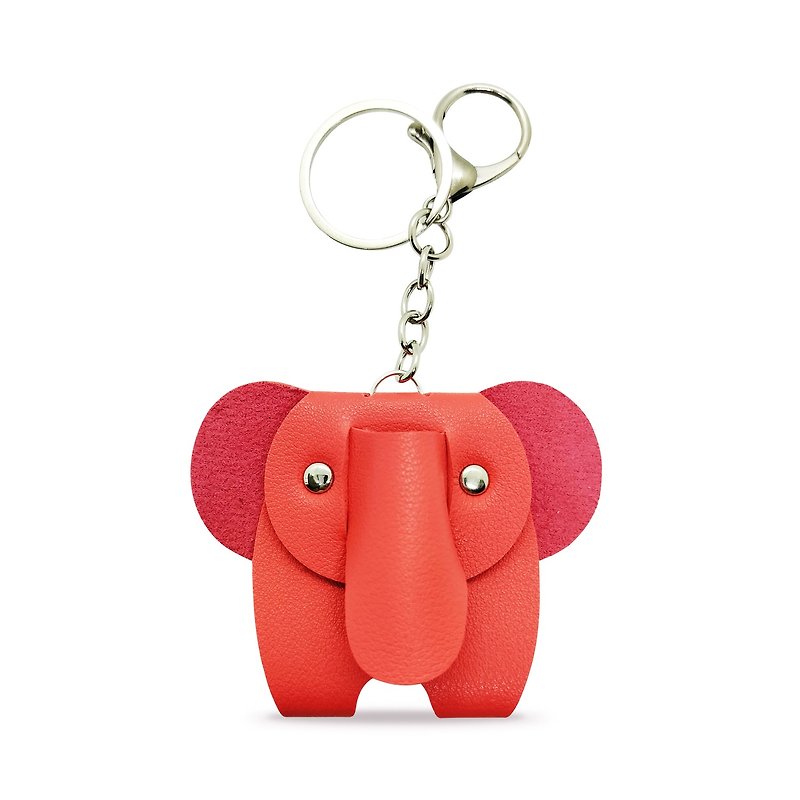 Worpi Key Ring - Elephant - Red - Keychains - Faux Leather Red