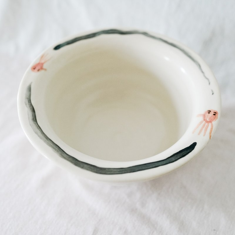 ピンクタコインクジェットソースの深椀/手作り陶器
