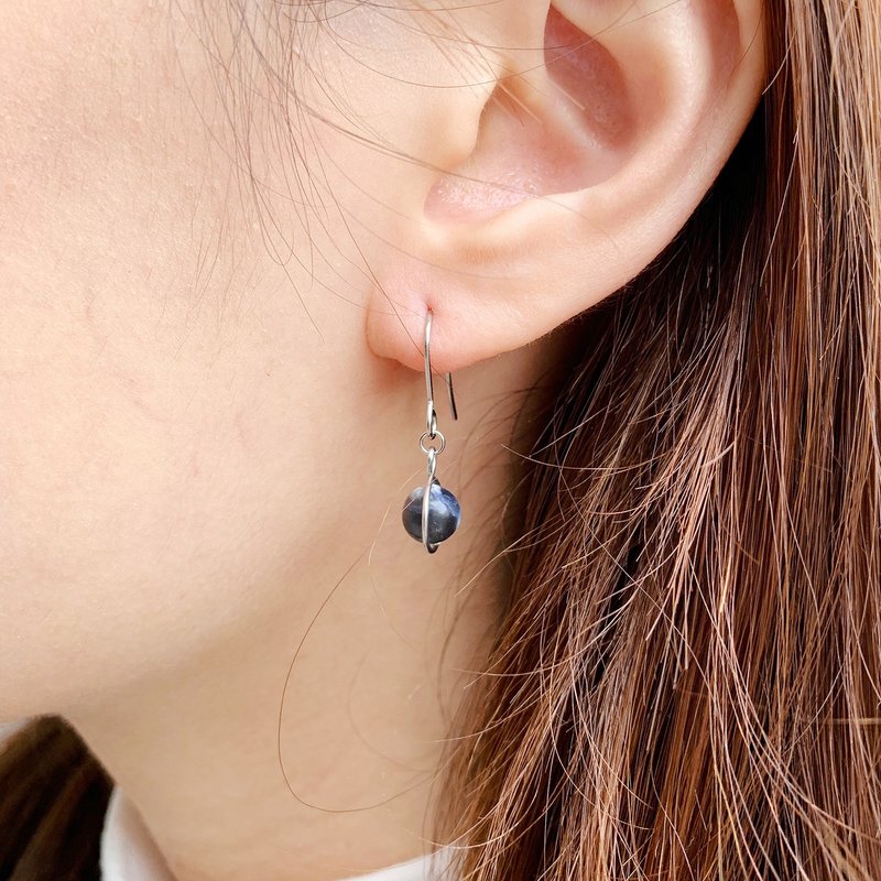 2色入 | 手製簡約藍紋石海浪耳環 - Wave Earrings - 耳環/耳夾/耳骨夾 - 不鏽鋼 藍色