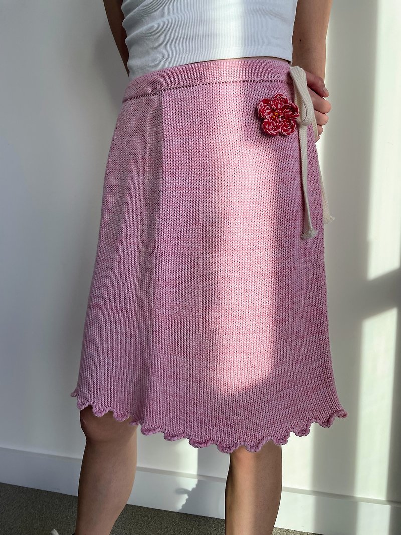 粗針織迷你裙 - 裙子/長裙 - 羊毛 粉紅色