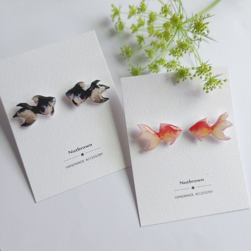 Animal Series-Summer Goldfish Earrings/ Clip-On - ต่างหู - เรซิน หลากหลายสี