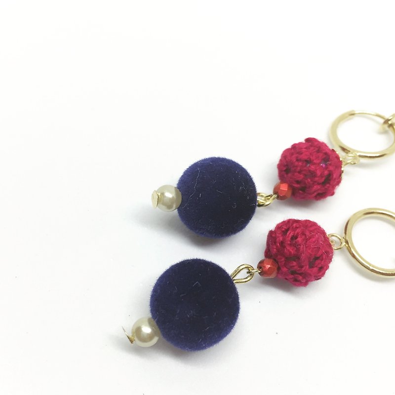 芶莓藍莓 針/夾式耳環 - 耳環/耳夾 - 寶石 紅色