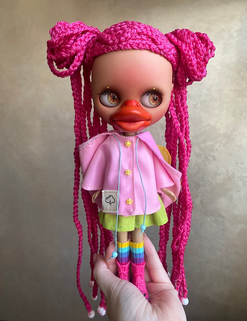 Duck Blythe Doll Custom Blythe doll Ooak Blythe with Sculpted - ตุ๊กตา - พลาสติก หลากหลายสี