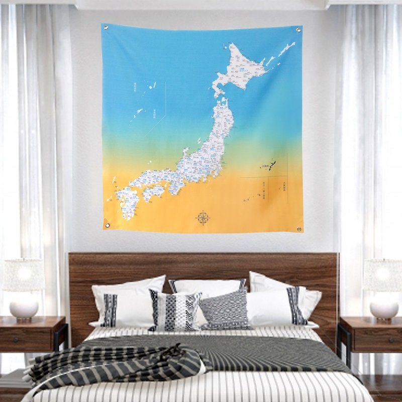 [Customized] Japan map hanging cloth/name customization - โปสเตอร์ - วัสดุอื่นๆ สีน้ำเงิน