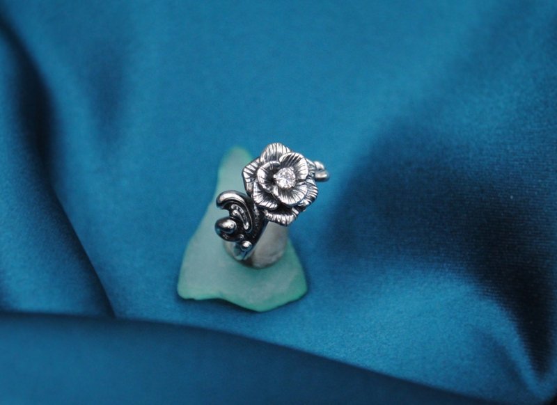 Black Rose 925 Sterling Silver Ring - General Rings - Sterling Silver Blue