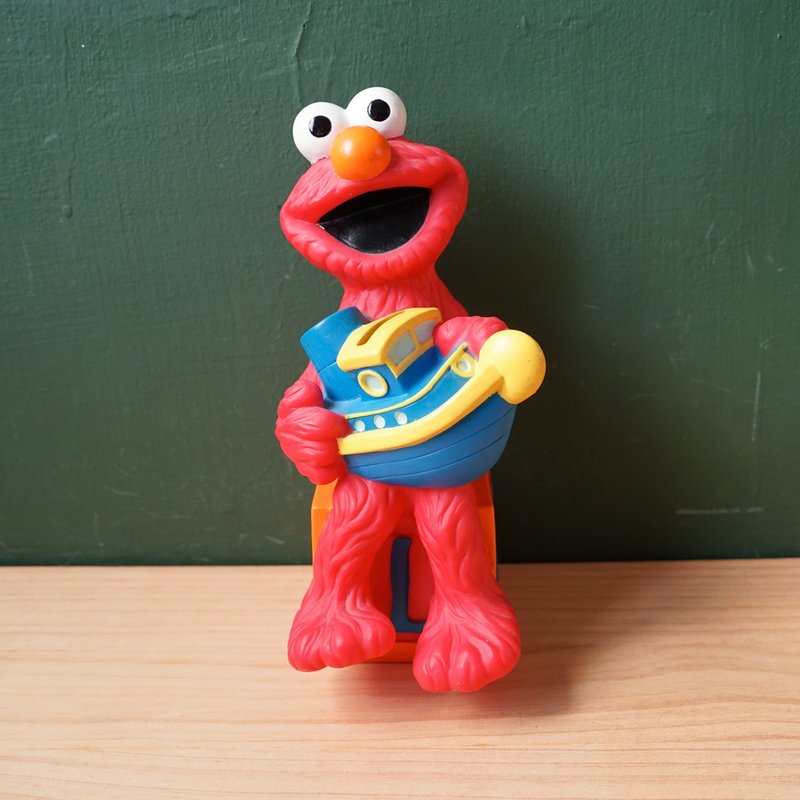 【北極二手雜貨】早期 1996年 ELMO 芝麻街存錢筒 - 公仔/玩偶 - 塑膠 紅色