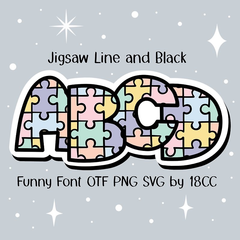 Jigsaw Line and Black OTF PNG SVG - ฟอนท์ - วัสดุอื่นๆ 