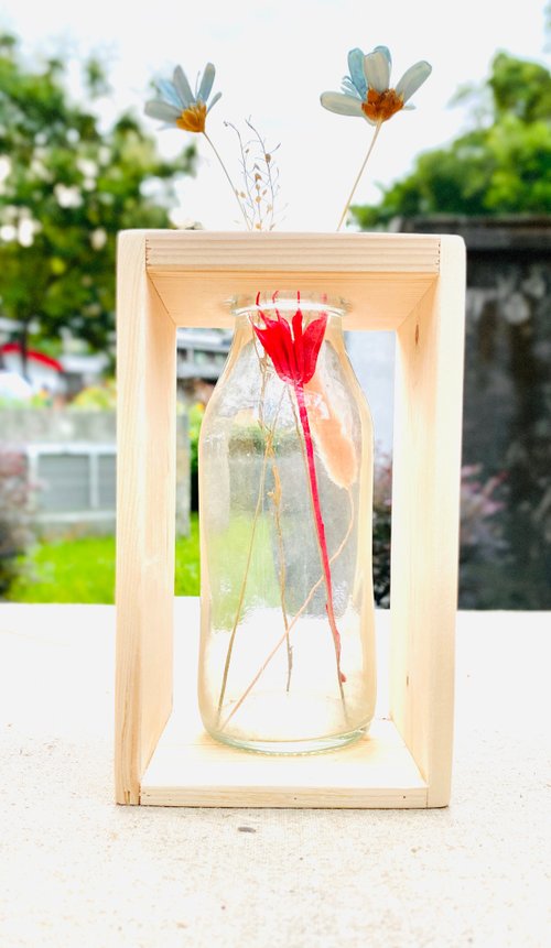 好蒔．植感．木作 單人牛奶瓶小花架 【 8 x9 x16 】- 木作系列 - 給家一個溫暖