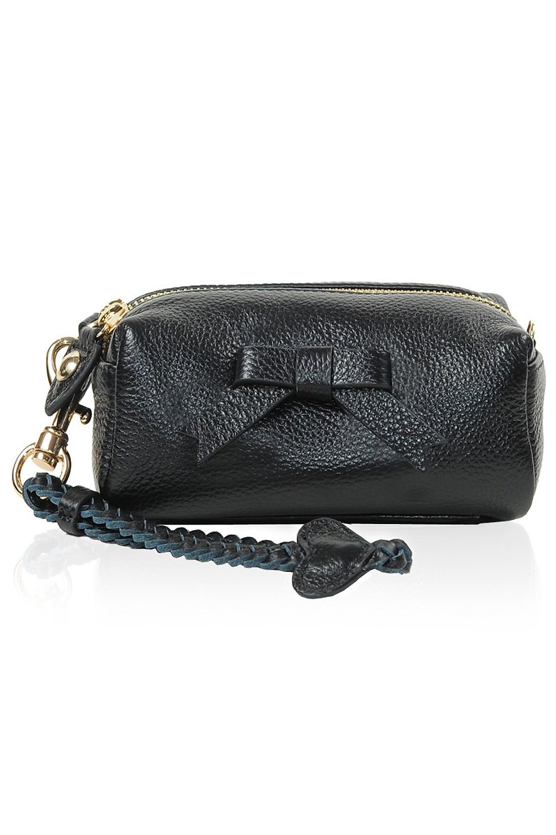 Bebe Leather Bag in Jet Black - Toiletry Bags & Pouches - Genuine Leather Black