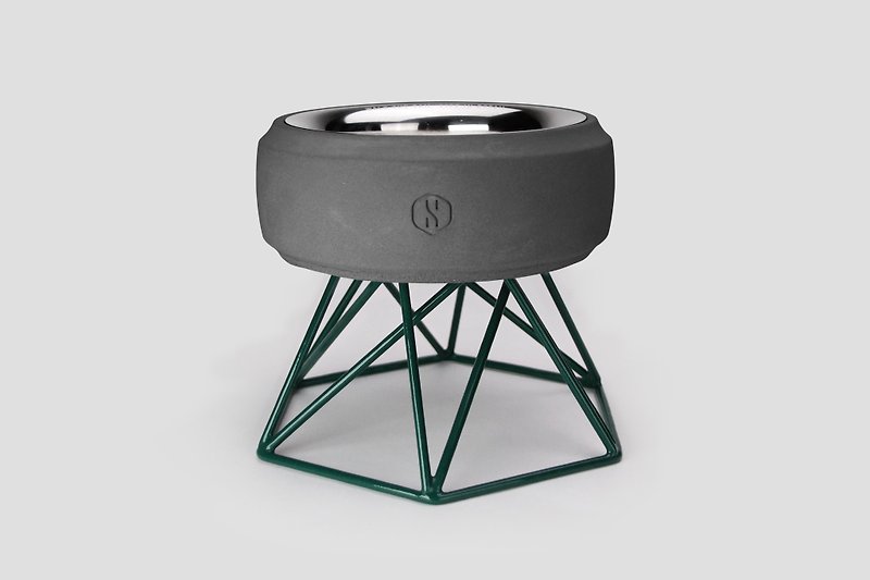 COZY 寵物碗(M1) -黑水泥 / 綠 - 寵物碗/碗架/自動餵食器 - 水泥 綠色