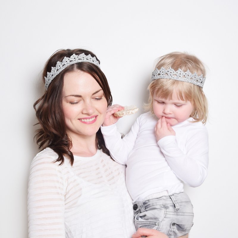 Mommy and Me Matching Silver Crown Headbands, Mom and Baby Tiaras