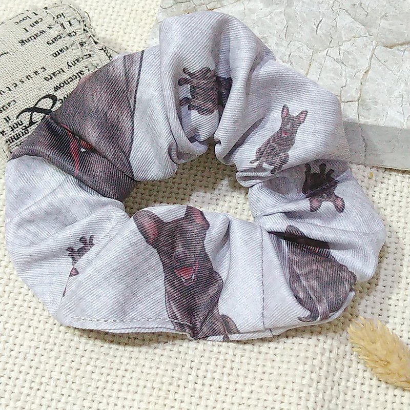 Light gray bottom- scrunchie tie_Mix_black_ponytail headband - Hair Accessories - Polyester 