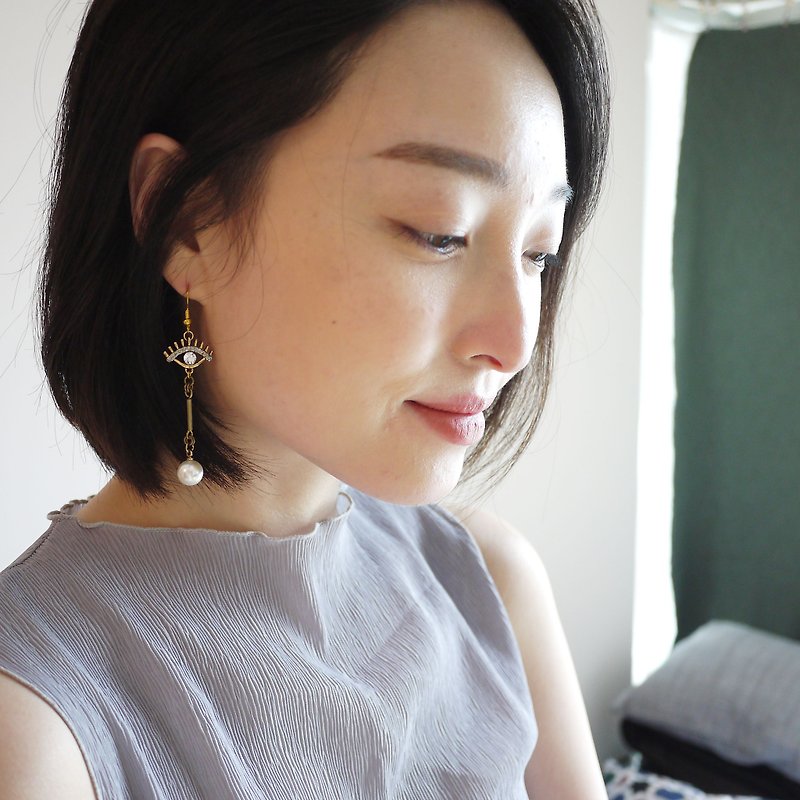 Bohemian fashion | Asymmetric earrings NO.1 - Earrings & Clip-ons - Gemstone White