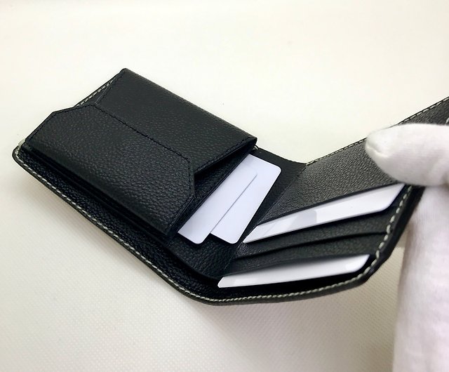 Black Taiga Leather Pocket Organizer Bifold Wallet