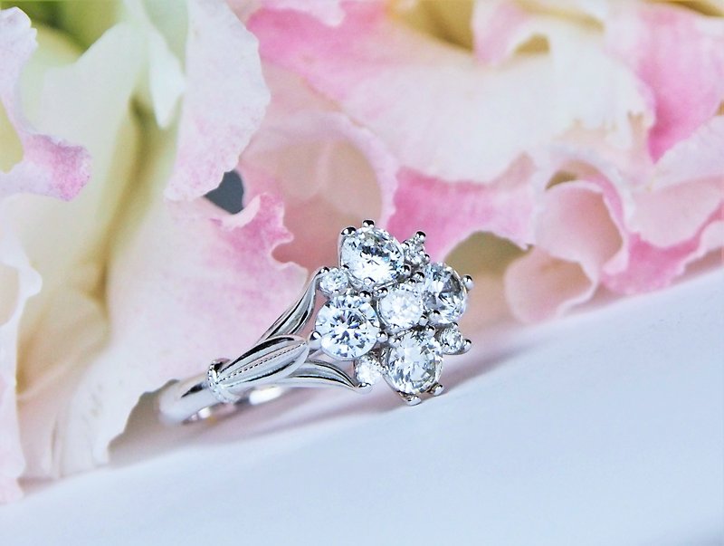Light jewelry series – bouquet ring/customized engagement ring (Stone example) (materials can be exchanged for an additional price) - Couples' Rings - Silver Silver