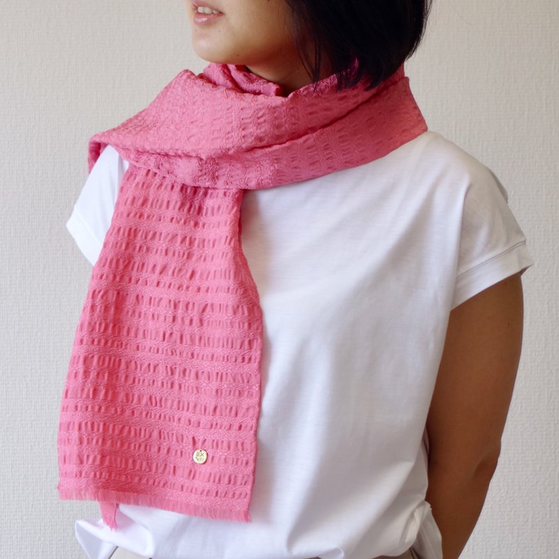 filtango stole  西洋更紗柄　SARASA  ROSE PINK - 圍巾/披肩 - 絲．絹 粉紅色