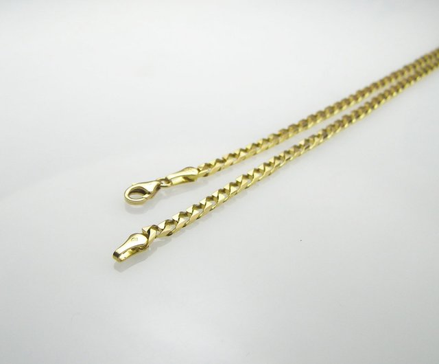 メンズ ネックレス イタリア 14k キューバン チェーンイエローKゴールドネックレス - ショップ wuze jewelry studio ネックレス  - Pinkoi