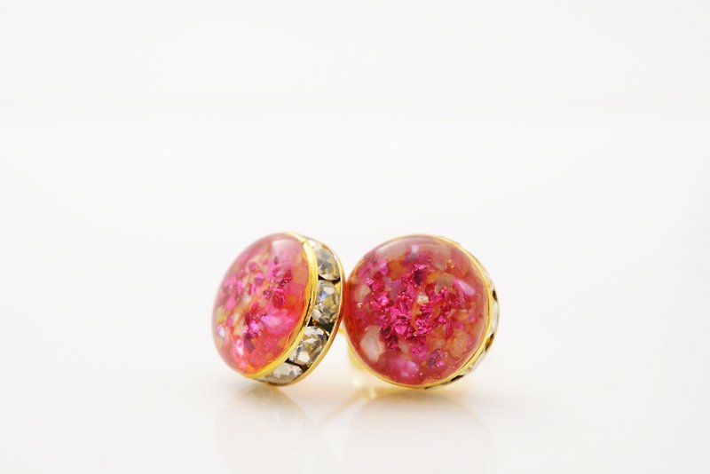 Rose garden earrings - ต่างหู - วัสดุอื่นๆ สีแดง