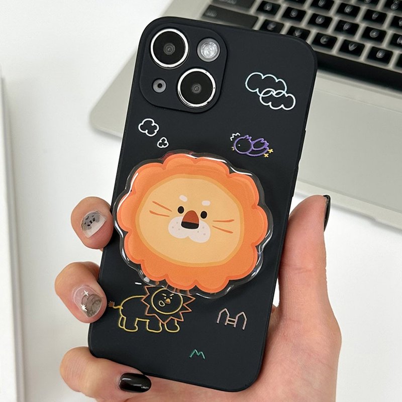 Black Ryan Anti-fall Phone Case Tok Set iPhone16/15/14/13/12/11 mobile case - 手機殼/手機套 - 矽膠 黑色