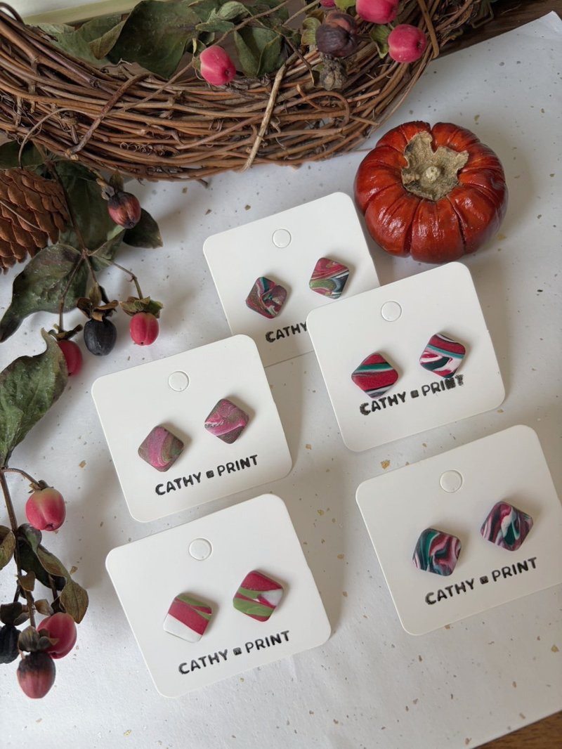 クリスマス限定 - 小さなスクエアピアス - 在庫あり - ピアス・イヤリング - その他の素材 