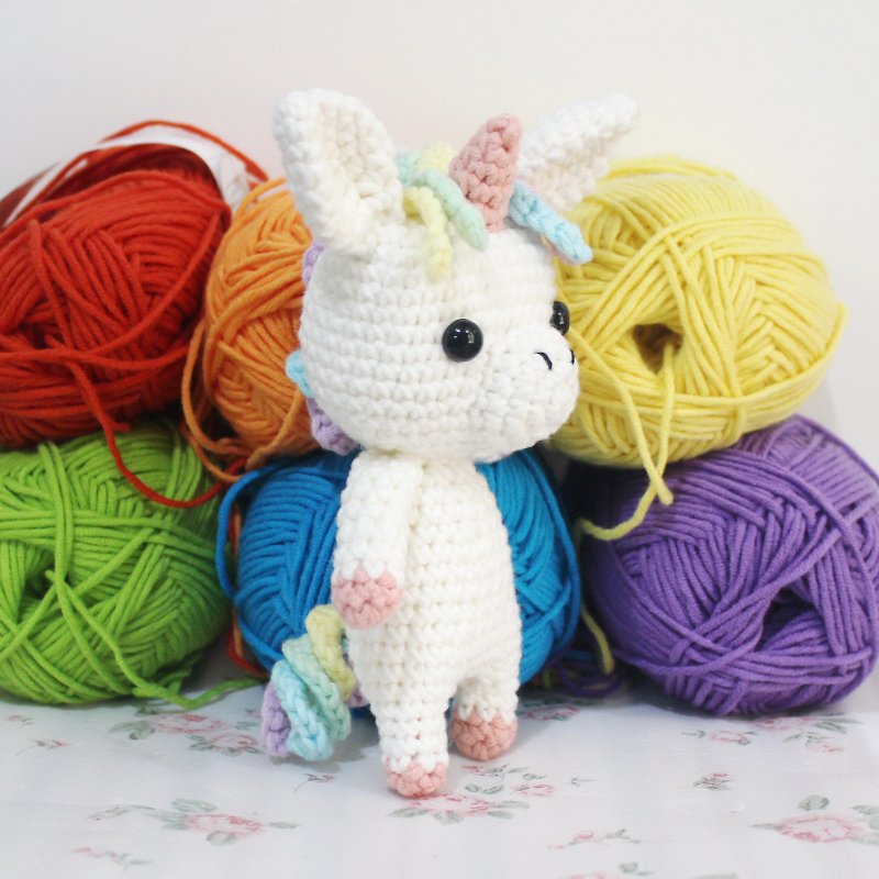 Mini Unicorn Pinky Hand Crocheted - Stuffed Dolls & Figurines - Cotton & Hemp Multicolor