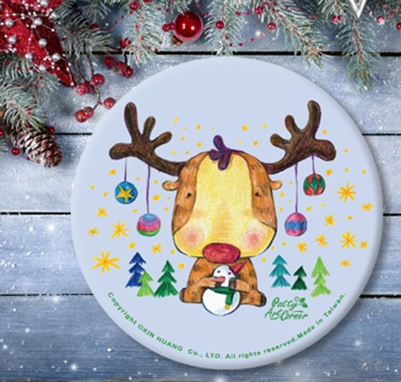 Painted Absorbent Ceramic Coasters – Christmas reindeer - Coasters - Pottery Transparent