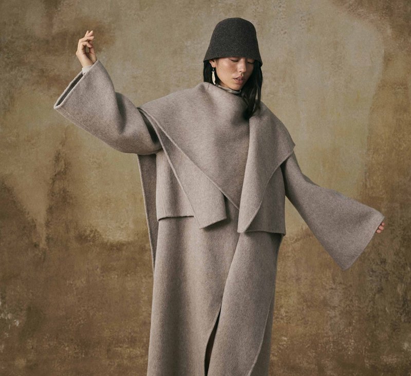 【小個子羊毛】新中式復古 寬松毛外套 - 女大衣/外套 - 羊毛 灰色