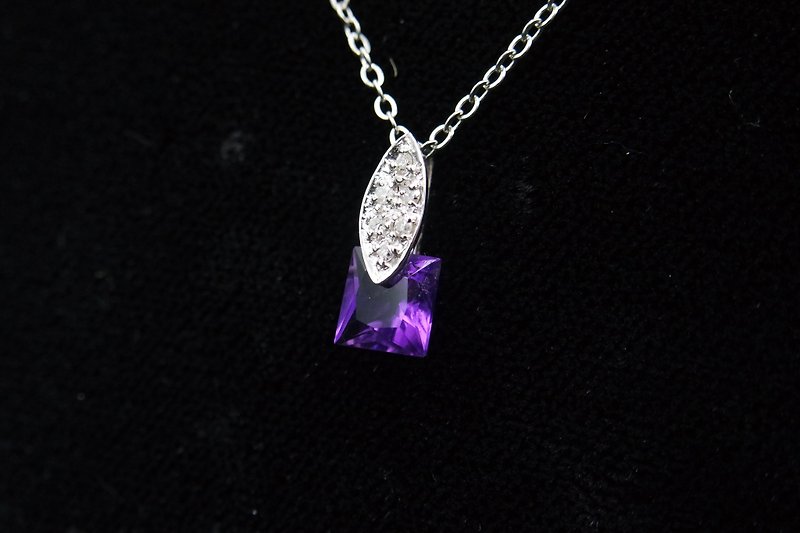 新年優惠 | 紫晶曜葉 天然鑽石 紫水晶項鍊 - 項鍊 - 水晶 紫色