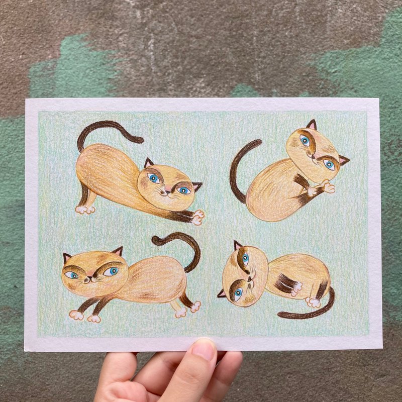 Siamese cat ( Original Painting ) - 似顏繪/客製畫 - 紙 綠色