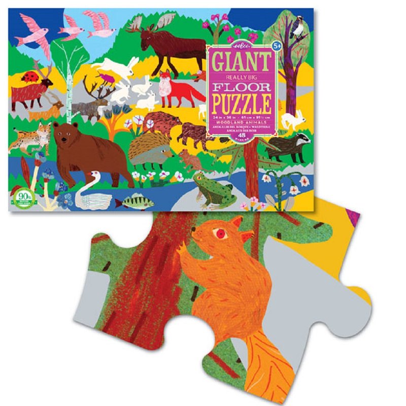 eeBoo 48 片超大地板拼圖 – 森林動物 Woodland Animals - 拼圖 - 紙 藍色