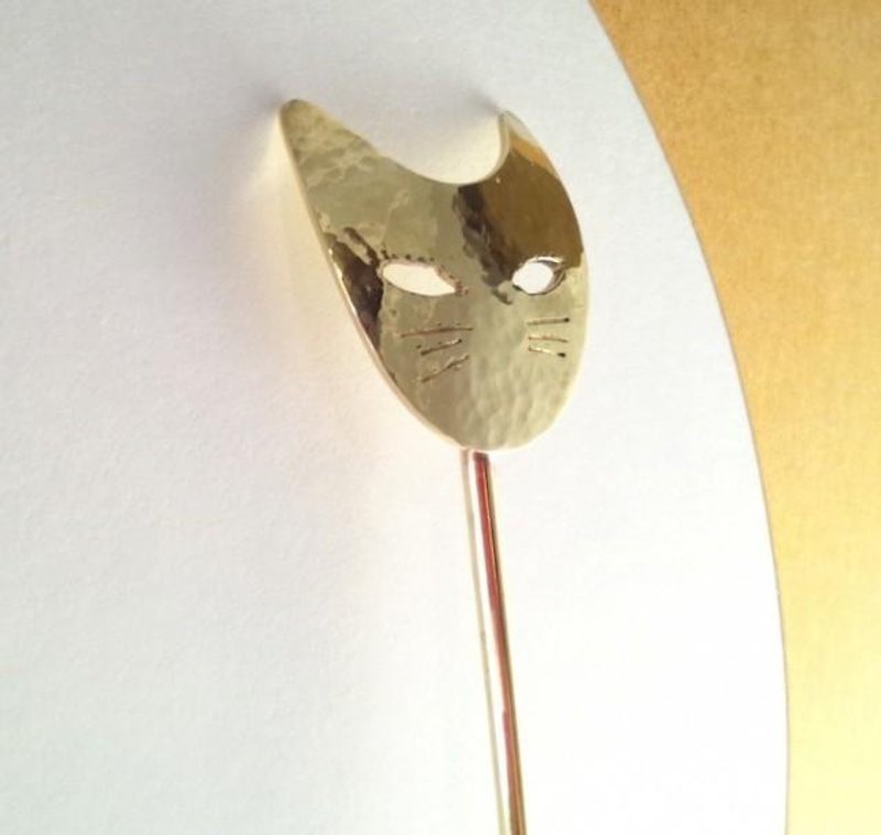 Cat forged brass hairpin - Hair Accessories - Other Metals 