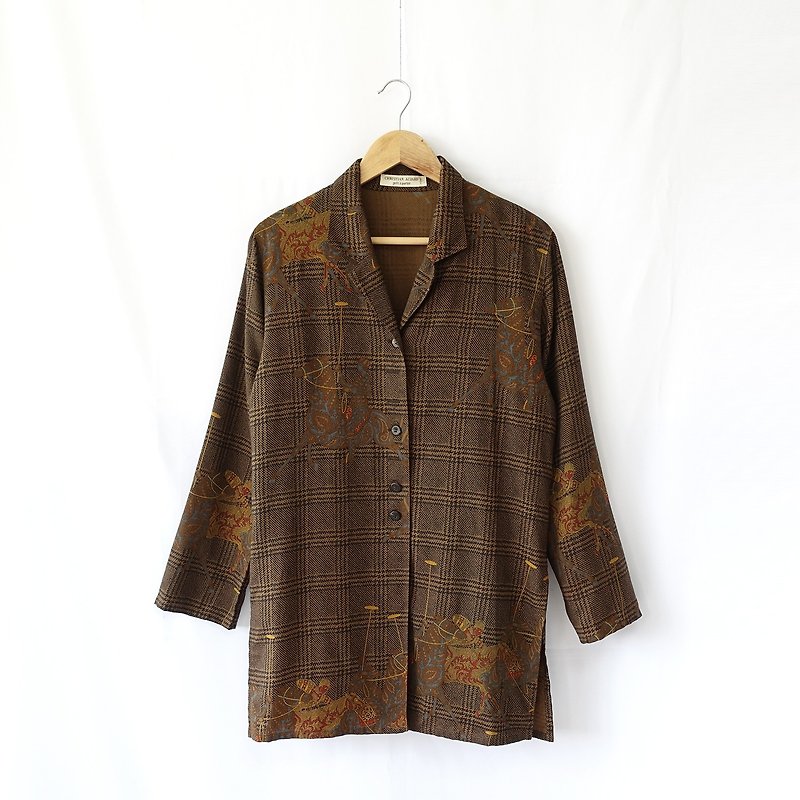 │Slowly│ vintage shirt. Jacket 40│vintage. Retro. Literature - Women's Shirts - Other Materials Brown